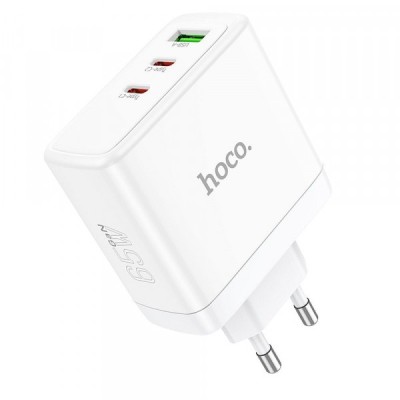 Incarcator Retea HOCO N30, 65W, 3.25A, 1 x USB-A - 2 x USB-C, Alb foto