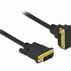 Cablu DVI-D Single Link 18+1 pini drept/unghi 90 grade T-T 2m Negru, Delock 85902