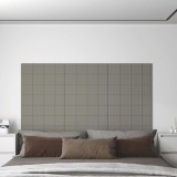 Panouri de perete 12 buc. gri deschis 60x15 cm catifea 1,08 m&sup2;