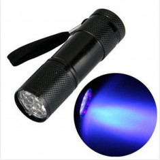 Lanterna 9 LED UV ultra violet purpuriu aluminiu Culoare Negru foto