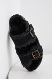 Answear Lab Papuci din piele &icirc;ntoarsă culoarea negru