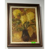 Natura cu crizanteme galbene - pictura P. Bulgăraș