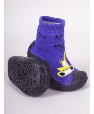 Mocasini pentru copii cu talpă antiderapantă &amp;ndash; Model excavator galben (Marime foto