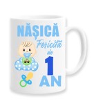 Cana alba personalizata &quot;Nasica fericita de 1 an&quot;, INOVATIX&reg;. 330ml