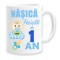 Cana alba personalizata &quot;Nasica fericita de 1 an&quot;, INOVATIX&reg;. 330ml