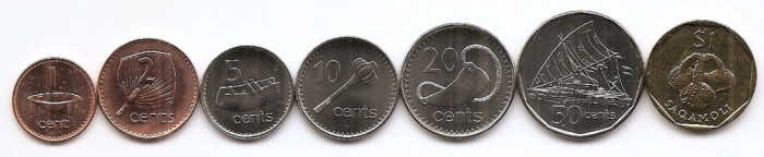 Fiji Set 7 - 1, 2, 5, 10, 20, 50 Cents, 1 Dolar 2000/09 - V18, UNC !!!