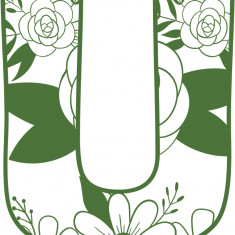 Sticker decorativ, Litera U, Verde, 70 cm, 7443ST-1