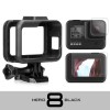 Cadru Protectie GoPro Hero 8 Black + Folii Sticla Ecran si Obiectiv, Prindere Accesorii Microfon, Lumini