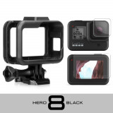 Cadru / frame de protectie + folii sticla camere de actiune GoPro Hero 8 Black