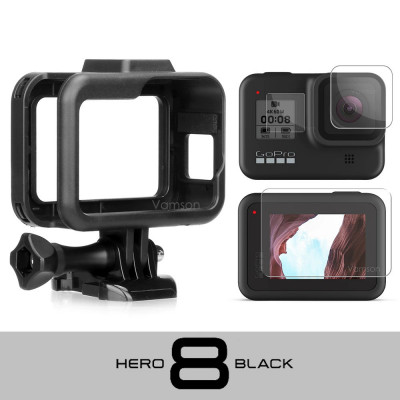 Cadru / frame de protectie + folii sticla camere de actiune GoPro Hero 8 Black foto
