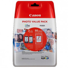 Set cartuse cerneala Canon cap. mare PG-545XL + CL-546XL + hartie foto 10x15 50coli foto