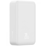 Baterie Externa Wireless Baseus EnerFill FM41 Mini, 20000mAh, 20W, PD + FQI, 1 x QI - 1 x USB-C, Alba E0027U01