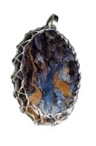 B273. Pandantiv cu Pietersit Bleu, fir de Argint, Argintie, 4 cm, Lux, Bogatie