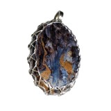 B273. Pandantiv cu Pietersit Bleu, fir de Argint, Argintie, 4 cm, Lux, Bogatie