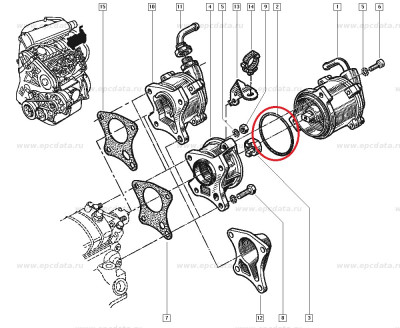 Garnitura pompa vacuum Renault R19, produs original 7700857399 Kft Auto foto