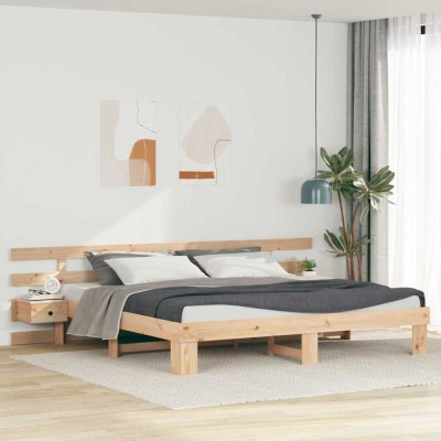 vidaXL Cadru de pat cu sertar Maro 180 x 200 cm Lemn masiv 3385679 foto