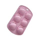 Forma din silicon pentru bomboane, forma capsuna, 6 alveole,diverse culori,19x11x1.5 cm