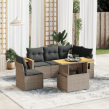 Set mobilier gradina cu perne, 6 piese, gri, poliratan