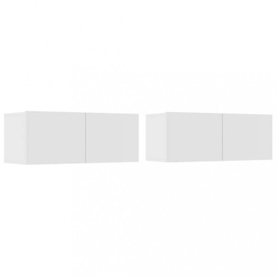 Comode TV, 2 buc., alb, 80x30x30 cm, lemn prelucrat foto