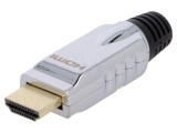 Conector HDMI Tată cu Manşon Aurit, Drept, pe Cablu - LOGILINK