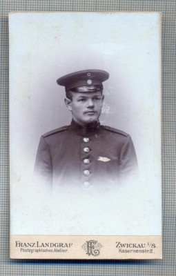 W72 FOTO CABINET -MILITAR IN TINUTA DE EPOCA-FOTOGRAF FRANZ LANDGRAF -ZWICKAU foto