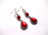 Cercei rosii, cercei pietre semipretioase howlite culoare rosie 39774