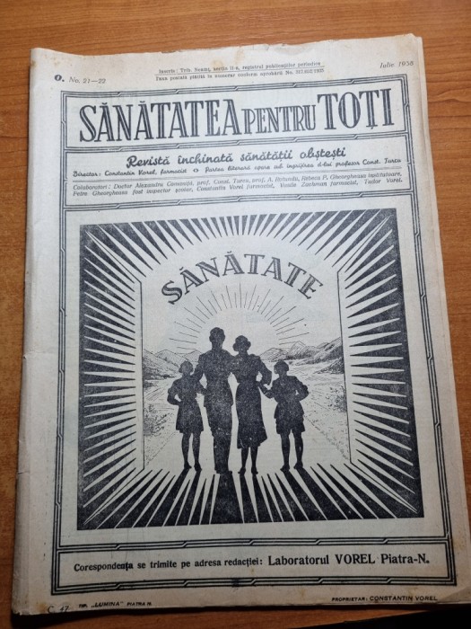 sanatatea pentru toti iulie 1938-viitorul copiilor nostri,caderea parului