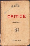 C1004 Critice de Eugen Lovinescu, volumul III