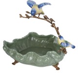 Fructiera Craquelle din portelan cu pasarele ROC080