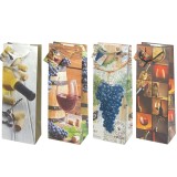 Sacosa sticla de vin, din hartie plastifiata mata cu maner din snur, 13 x 36 x