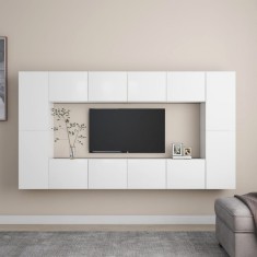 vidaXL Set de dulapuri TV, 6 piese, alb, lemn prelucrat foto