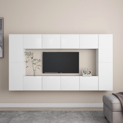 vidaXL Set de dulapuri TV, 6 piese, alb, lemn prelucrat 3078669 foto