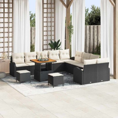 vidaXL Set de canapele pentru grădină 13 pcs Negru Rattan poli foto