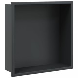 Cumpara ieftin Nisa de dus, negru mat, 32x32x9 cm, otel inoxidabil