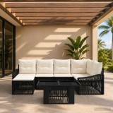 Cumpara ieftin Set de canapele pentru gradina 7 buc. Negru si Alb crem