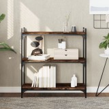Gossi biblioteca 3 niveluri stejar afumat 80x30x86 cm, lemn prelucrat
