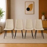 Set 4 scaune bucatarie si living Artool Kara, catifea bej, picioare metal negru