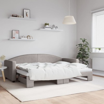 vidaXL Pat de zi cu extensie, gri taupe, 80x200 cm, textil 3197186 foto