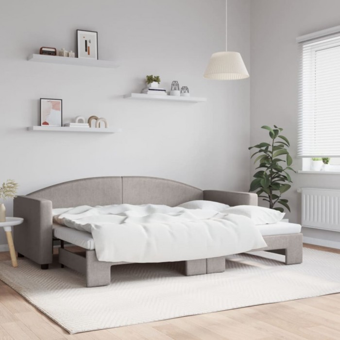 vidaXL Pat de zi cu extensie, gri taupe, 80x200 cm, textil 3197186