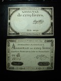 FRANTA ASIGNATE 5 LIVRE 1791 / 1793 PRIMELE EMISII