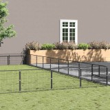 vidaXL Padoc pentru c&acirc;ini, negru, 81 m&sup2;, oțel 3082193