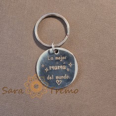 Breloc gravat din otel inoxidabil , , zLa mejor mama del mundo, , cadou emotionant pentru mama