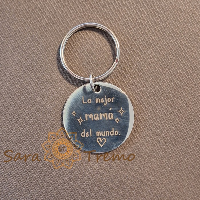 Breloc gravat din otel inoxidabil , , zLa mejor mama del mundo, , cadou emotionant pentru mama