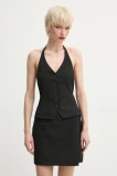Samsoe Samsoe vestă SANEEM culoarea negru, un singur rand de nasturi, F25100157