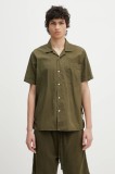 Barbour cămașă din bumbac Barbour Holywell Poplin S/S Relaxed Fit Shirt culoarea verde, cu guler clasic, relaxed, MSH5603