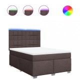 Cumpara ieftin Pat box spring cu saltea, maro inchis, 140x200 cm, textil