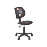 Scaun birou copii HM Bingo, stofa, baza polipropilena, inaltime reglabila, rotatie 360&deg;, 70 kg, negru