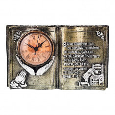 Ceas de masa, In forma de carte cu citat religios, 24 cm, 1692H-1