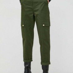 MICHAEL Michael Kors pantaloni femei, culoarea verde, drept, high waist