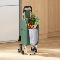 vidaXL Carucior de cumpărături Verde 39.5 x 36 x 92.5 cm Tafeta Oxford